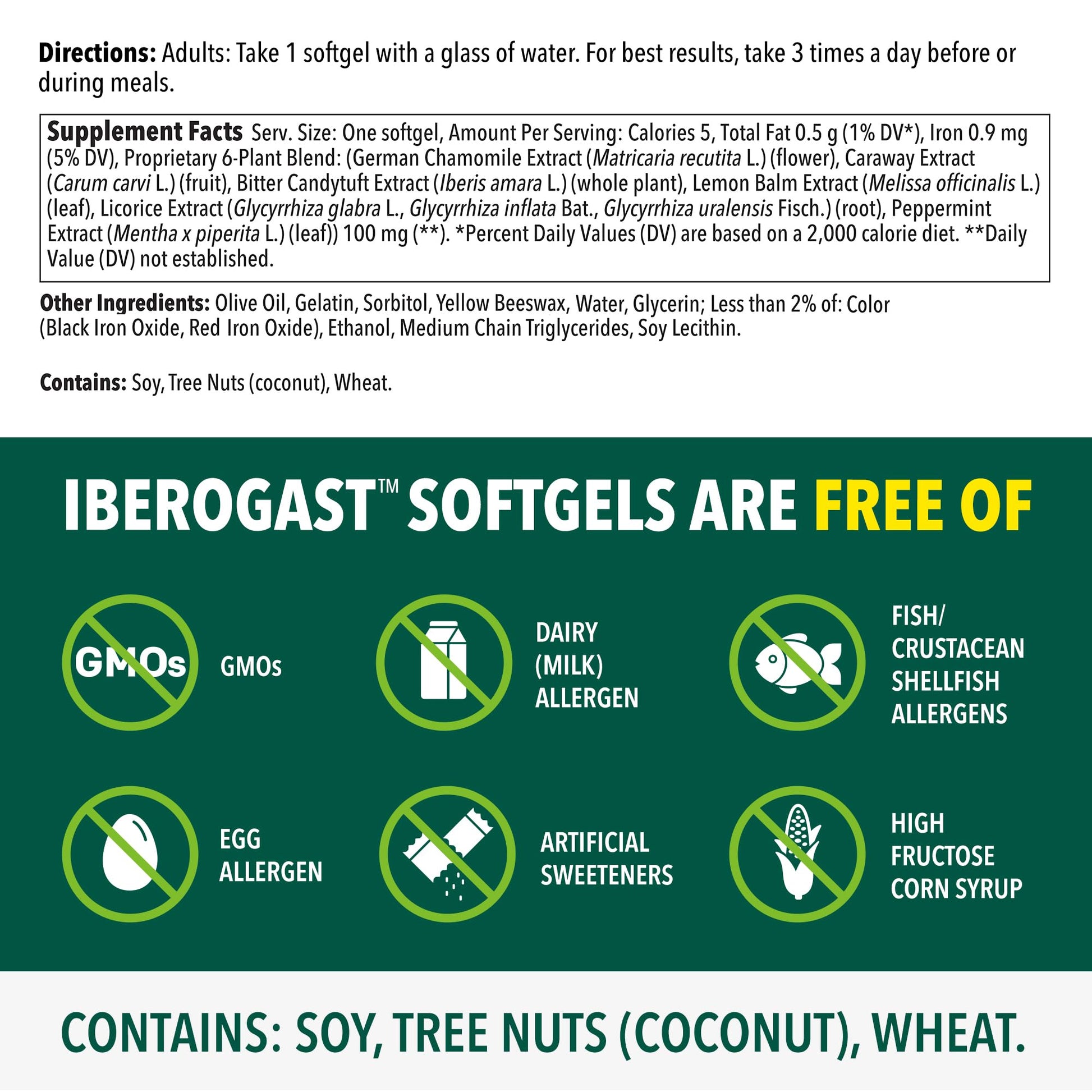 Iberogast Softgels, Herbal Relief of Stomach Upsets: Occasional Indigestion, Bloating, Gas, Nausea, Upset Stomach; 6-Herb Blend with Iberis Amara, Peppermint, Licorice, Lemon Balm; 30ct - dailyvitalstore