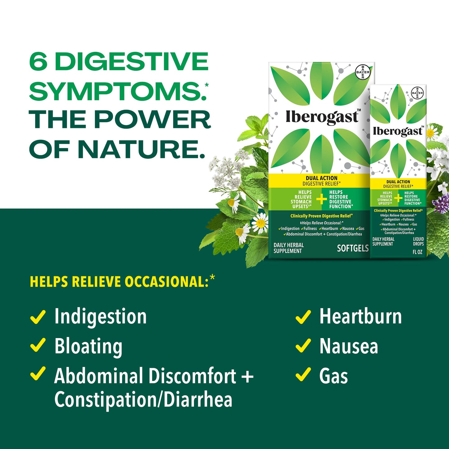 Iberogast Softgels, Herbal Relief of Stomach Upsets: Occasional Indigestion, Bloating, Gas, Nausea, Upset Stomach; 6-Herb Blend with Iberis Amara, Peppermint, Licorice, Lemon Balm; 30ct - dailyvitalstore