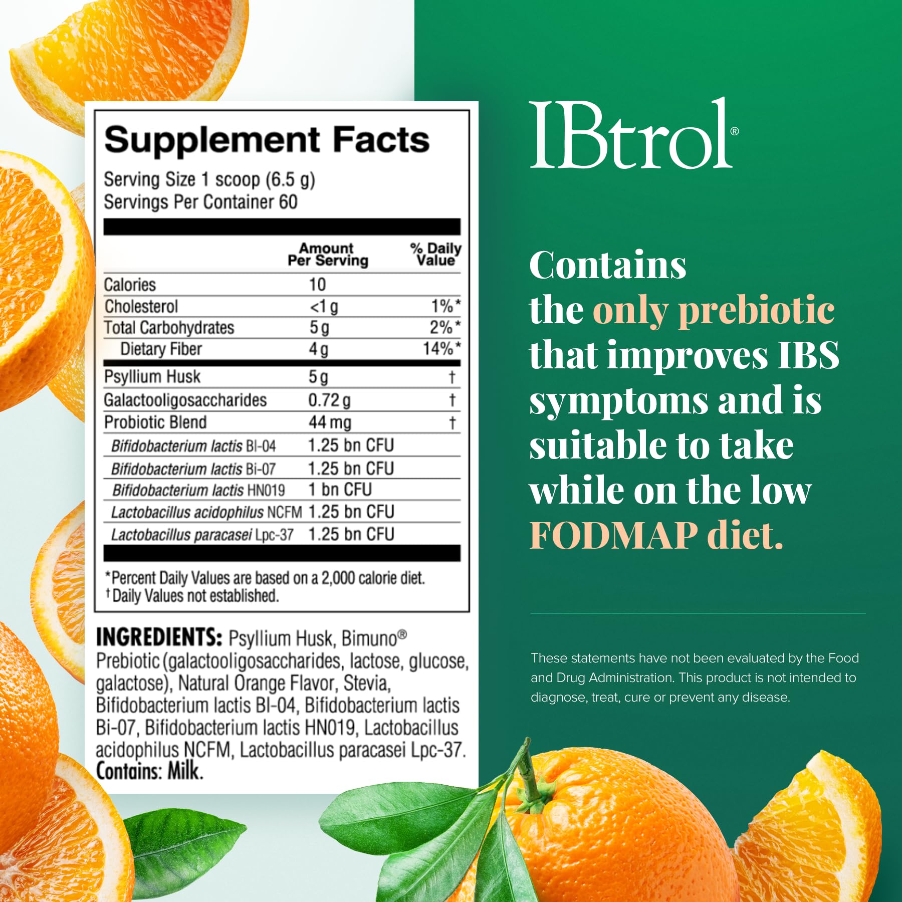 IBtrol® 3–in–1 IBS Gut Health Supplement with Psyllium, Prebiotic and Probiotics, Manages IBS Symptoms, Gas, Bloating, Diarrhea, Constipation, Abdominal Pain 60 Servings (Natural Orange Flavor) - dailyvitalstore