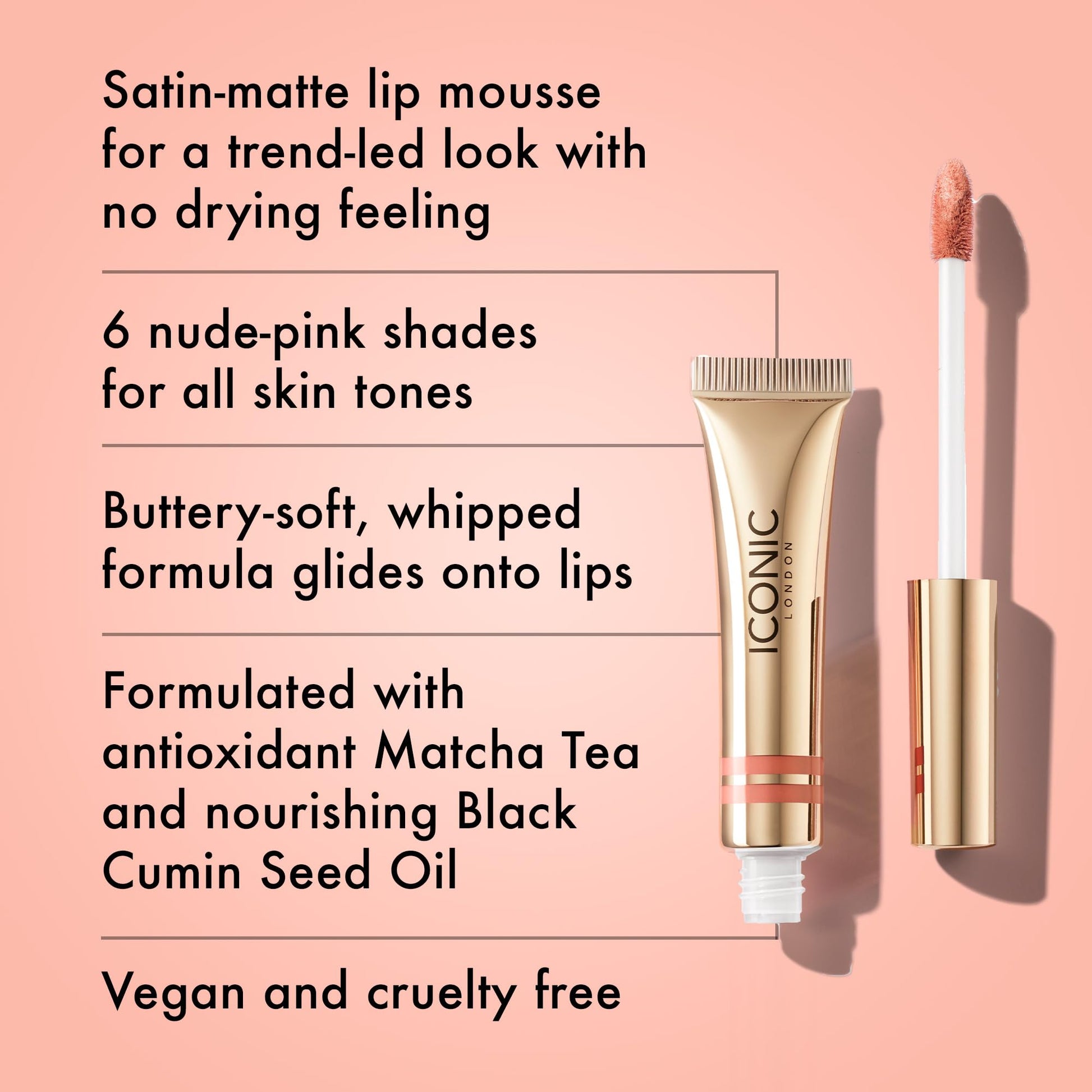 ICONIC LONDON Cloud Kiss Matte Lip Mousse | Matte Liquid Lip Colour, Cruelty-Free, Vegan Makeup, Show Off - dailyvitalstore