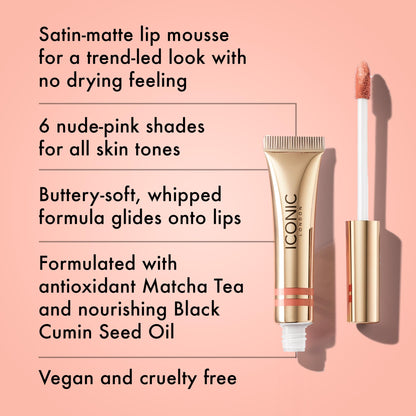 ICONIC LONDON Cloud Kiss Matte Lip Mousse | Matte Liquid Lip Colour, Cruelty-Free, Vegan Makeup, Show Off - dailyvitalstore