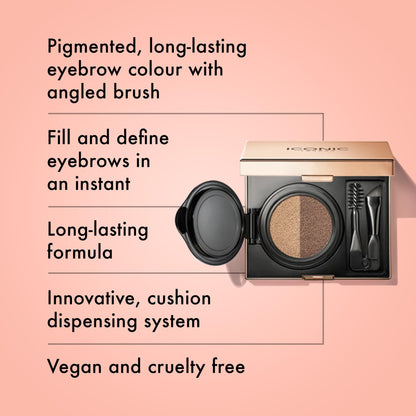 ICONIC LONDON Eyebrow Cushion 2 Colour Sculpter | Fill and Define Eyebrows, Includes a Double Sided Applicator, (Ash Blonde) - dailyvitalstore