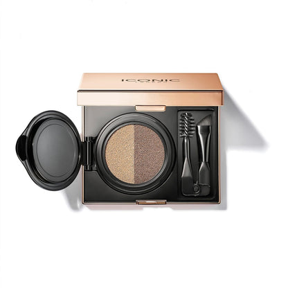 ICONIC LONDON Eyebrow Cushion 2 Colour Sculpter | Fill and Define Eyebrows, Includes a Double Sided Applicator, (Ash Blonde) - dailyvitalstore