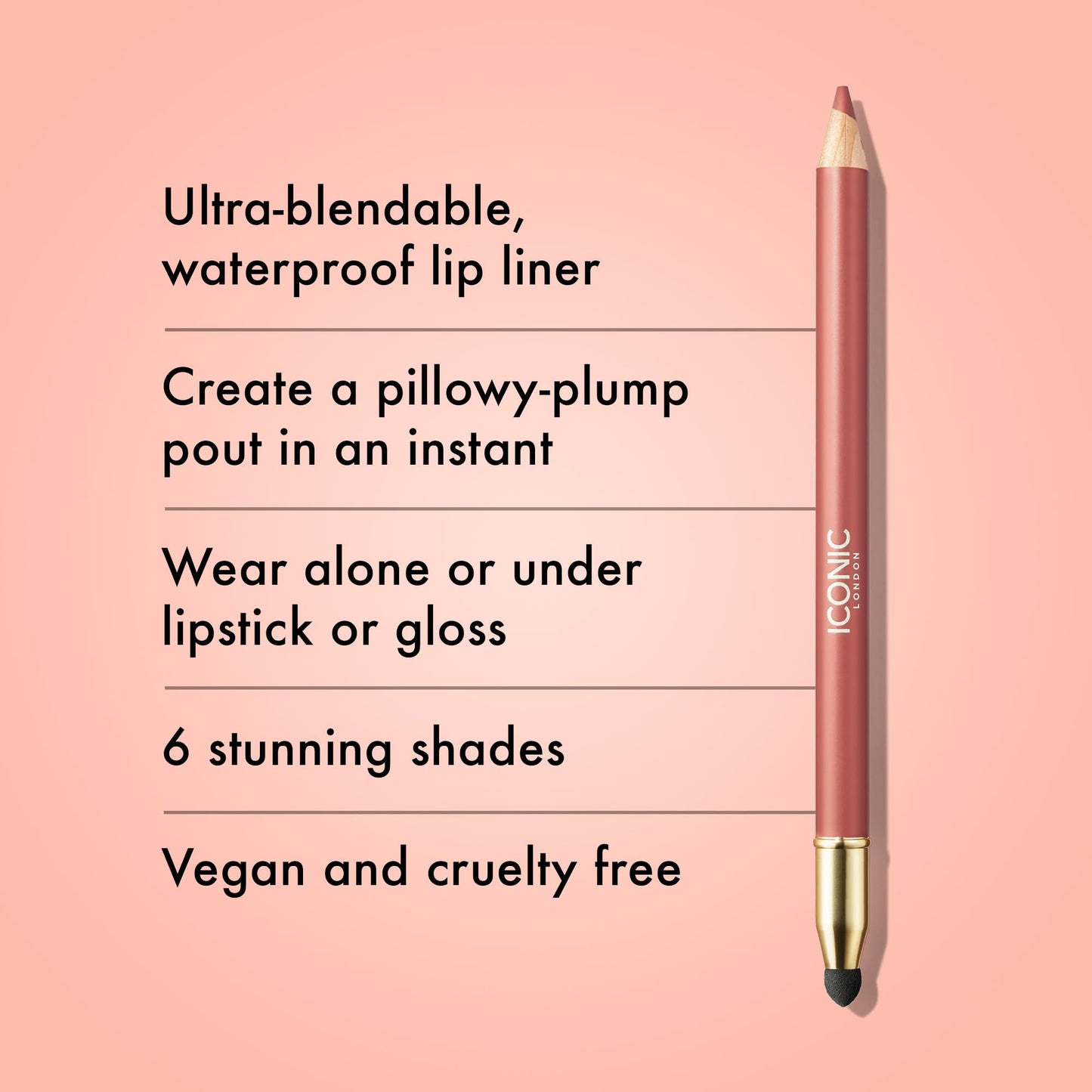 ICONIC LONDON Fuller Pout Sculpting Lip Liner | Blendable, Dual Ended Lip Liner with Creamy Colour and Lip Sponge for Buffing, Cruelty-Free, Vegan Makeup (Sister Sister) 0.036 Oz - dailyvitalstore
