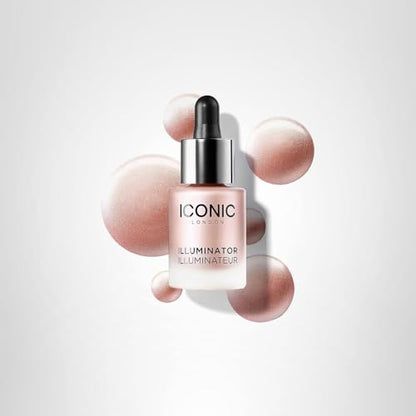 ICONIC LONDON Illuminator - Liquid Highlighting Drops for a Radiant Glow, Cruelty-Free, Vegan Makeup, Shine (Pink Pearl) 0.45 Fl oz - dailyvitalstore