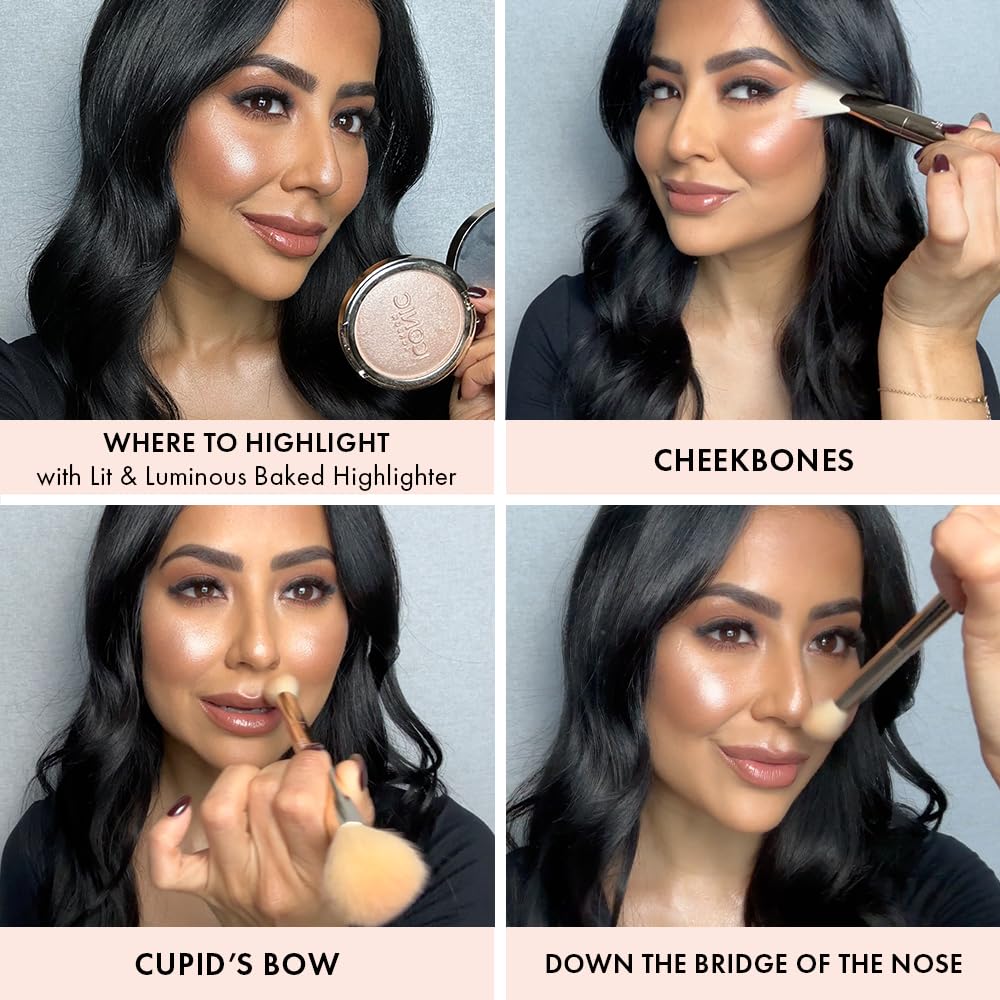 ICONIC LONDON Lit and Luminous Baked Highlighter | Pressed Powder Highlighter for a Radiant Glow, Cruelty-Free, Vegan Makeup, 0.56 oz - dailyvitalstore
