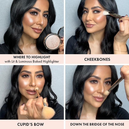 ICONIC LONDON Lit and Luminous Baked Highlighter | Pressed Powder Highlighter for a Radiant Glow, Cruelty-Free, Vegan Makeup, 0.56 oz - dailyvitalstore