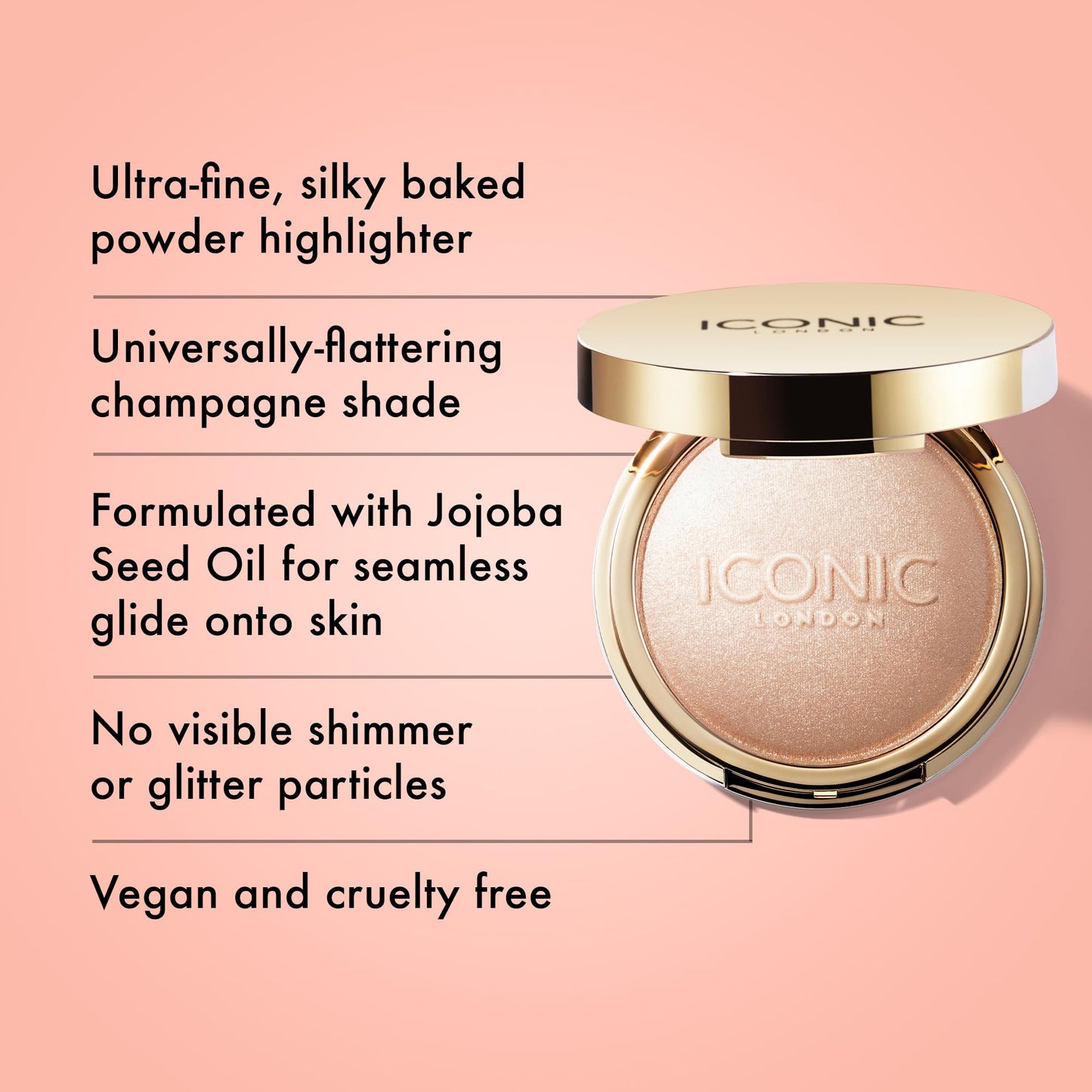 ICONIC LONDON Lit and Luminous Baked Highlighter | Pressed Powder Highlighter for a Radiant Glow, Cruelty-Free, Vegan Makeup, 0.56 oz - dailyvitalstore