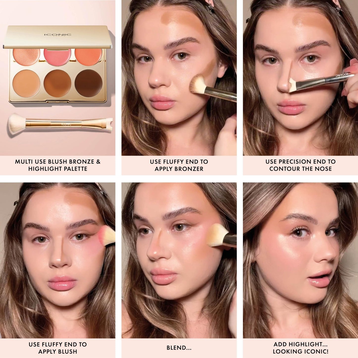 ICONIC LONDON Multi-Use Cream Blush, Bronze and Highlight Palette | Cruelty-Free, Vegan Makeup - dailyvitalstore