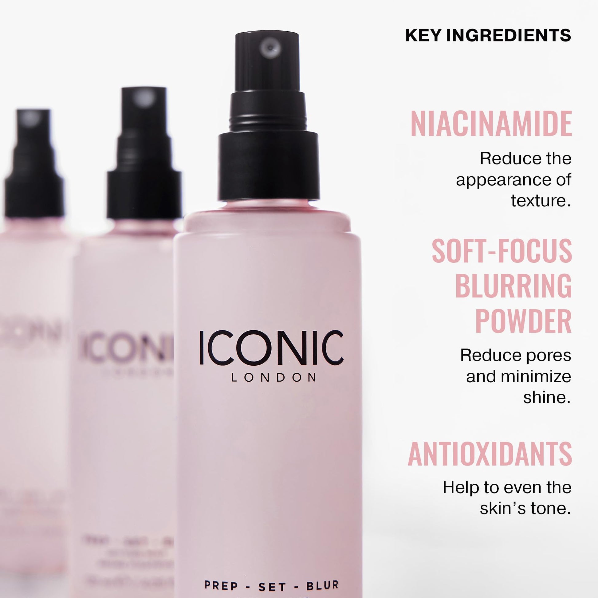 ICONIC LONDON Prep Set Blur Setting Spray | Makeup Fixing Spray, Blurs Imperfections and Gives Skin a Radiant Glow, Vegan Makeup, 120 mL / 4.05 Fl Oz. - dailyvitalstore