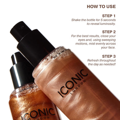 ICONIC LONDON Prep-Set-Glow | Hydrating + Setting + Glowing Spray, 3-in-1 Formula for a Dewy, Radiant Finish, Cruelty-Free, Vegan Makeup, 4.22 Fl oz - dailyvitalstore