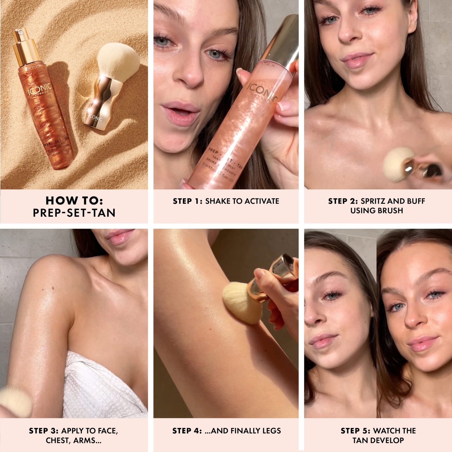 ICONIC LONDON Prep-Set-Tan Glow | Shimmering Self Tanning Facial Mist with Hyaluronic Acid, Cruelty-Free, Vegan Makeup, 2.53 Fl oz - dailyvitalstore
