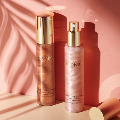 ICONIC LONDON Prep-Set-Tan Glow | Shimmering Self Tanning Facial Mist with Hyaluronic Acid, Cruelty-Free, Vegan Makeup, 2.53 Fl oz - dailyvitalstore