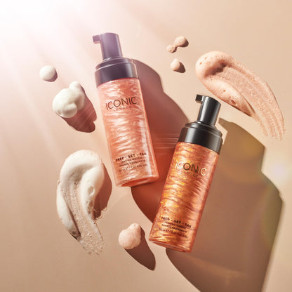 ICONIC LONDON Prep Set Tan Mousse | Long Lasting, Sun Kissed Skin, Bronze Glow, Cruelty-Free, Vegan Makeup, Original - dailyvitalstore