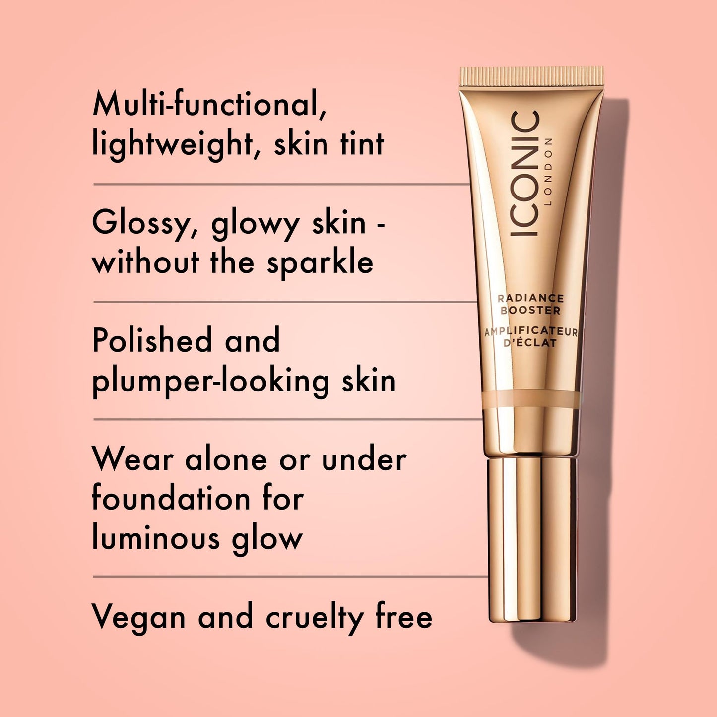 ICONIC LONDON Radiance Booster | Liquid Radiance Lightweight Skin Tint for a Glowy Makeup Look, Cruelty Free, Vegan Makeup (Honey Glow) 30 mL/ 1.01 Fl Oz - dailyvitalstore