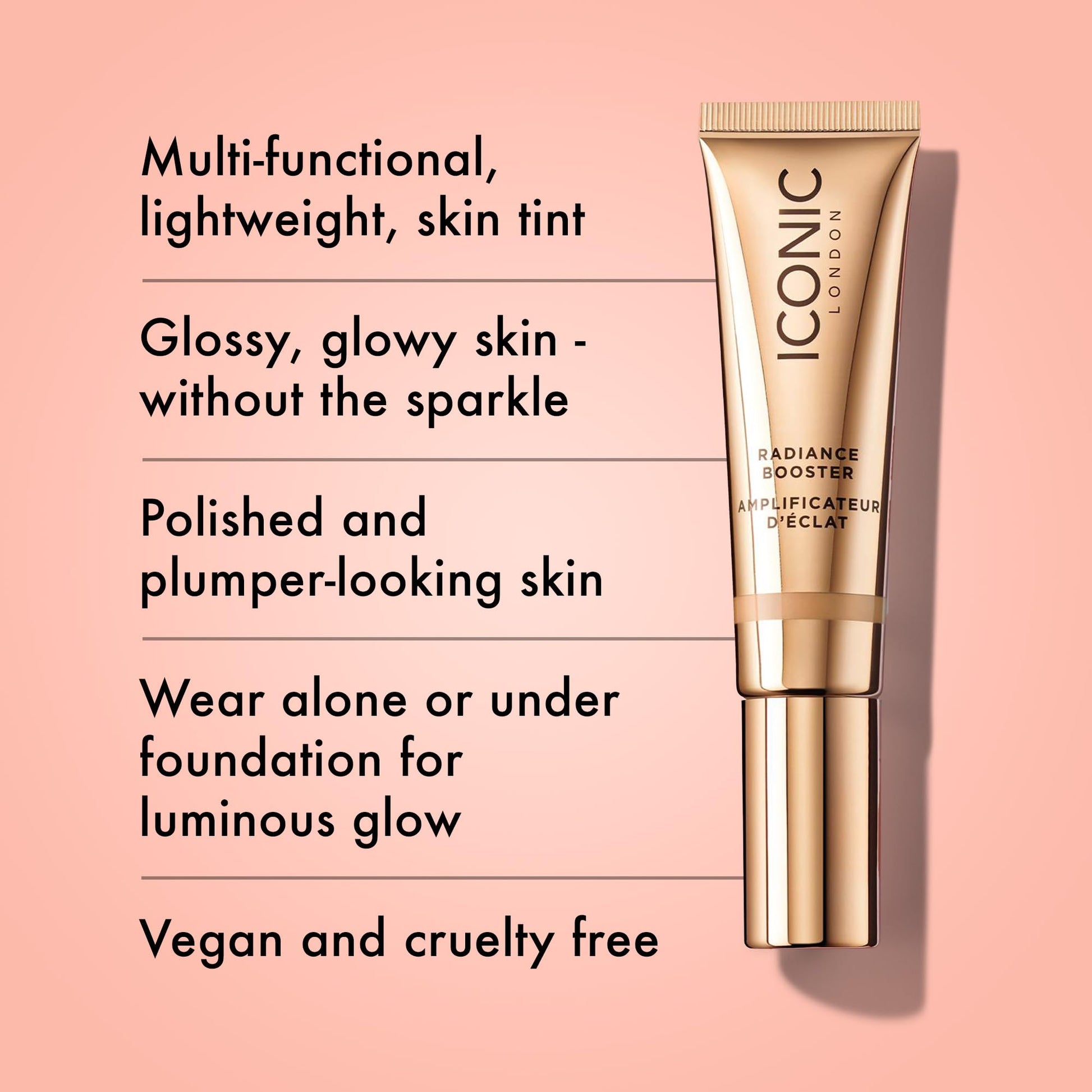 ICONIC LONDON Radiance Booster | Liquid Radiance Lightweight Skin Tint for a Glowy Makeup Look, Cruelty Free, Vegan Makeup (Honey Glow) 30 mL/ 1.01 Fl Oz - dailyvitalstore