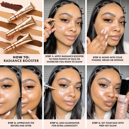 ICONIC LONDON Radiance Booster | Liquid Radiance Lightweight Skin Tint for a Glowy Makeup Look, Cruelty Free, Vegan Makeup (Sand Glow) 30 mL/ 1.01 Fl Oz - dailyvitalstore