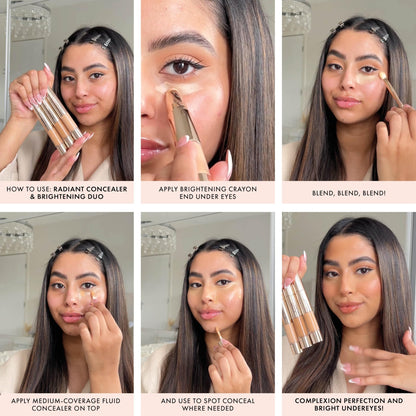 ICONIC LONDON Radiant Concealer & Brightening Duo | Creamy Liquid + Brightening Crayon Dual Ended Concealer, Cruelty Free, Vegan Makeup (Neutral Fair) 0.08 oz - dailyvitalstore