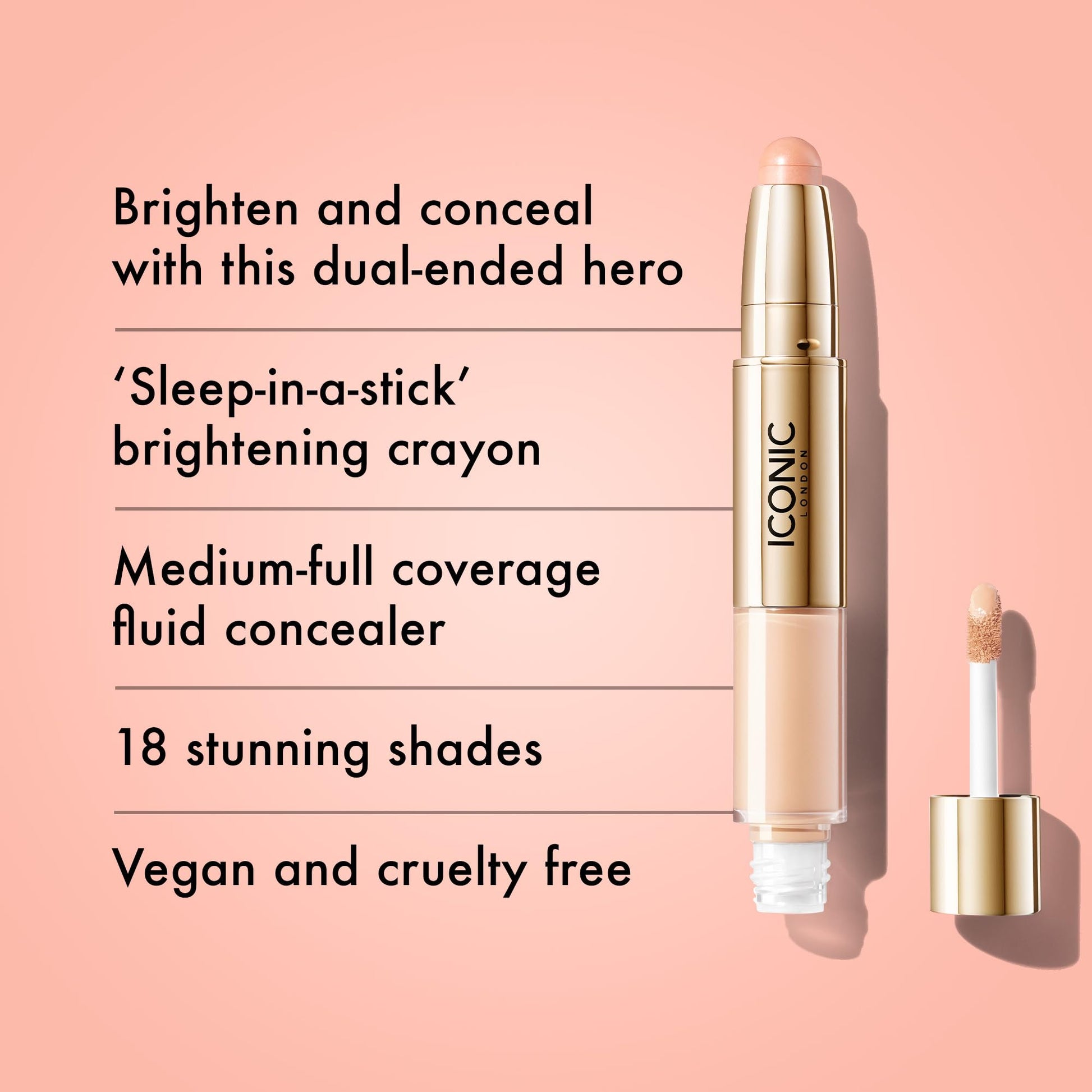 ICONIC LONDON Radiant Concealer & Brightening Duo | Creamy Liquid + Brightening Crayon Dual Ended Concealer, Cruelty Free, Vegan Makeup (Neutral Fair) 0.08 oz - dailyvitalstore