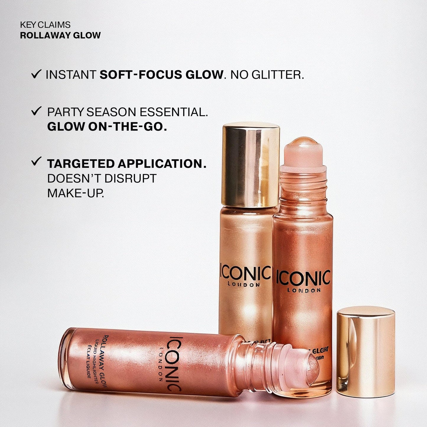 ICONIC LONDON Rollaway Glow | Liquid Highlighter for a Radiant Glow, Cruelty-Free, Vegan Makeup (Champagne Chic) 0.27 Fl oz - dailyvitalstore