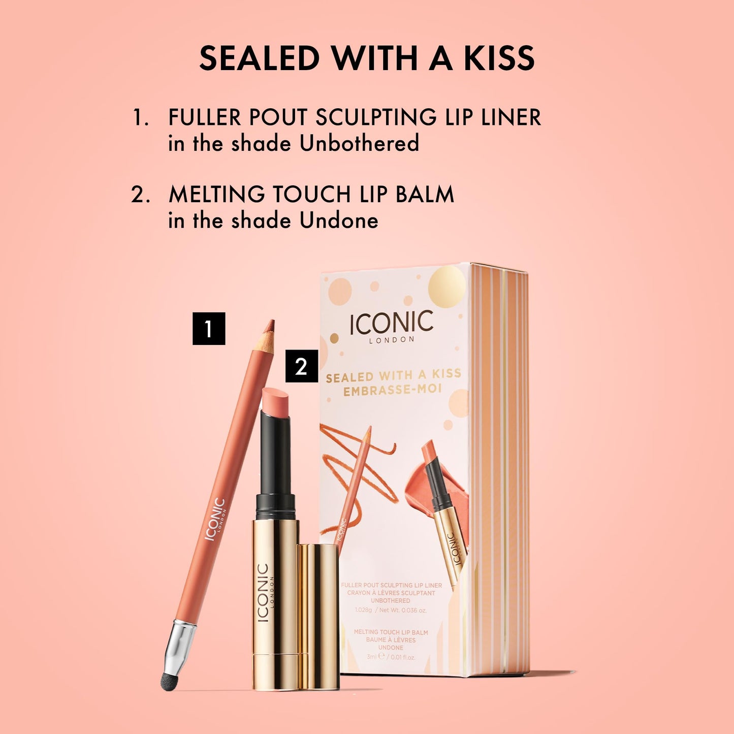 ICONIC LONDON Sealed with a Kiss Gift Set | Includes Melting Touch Lip Balm (Undone) and Fuller Pout Sculpting - dailyvitalstore