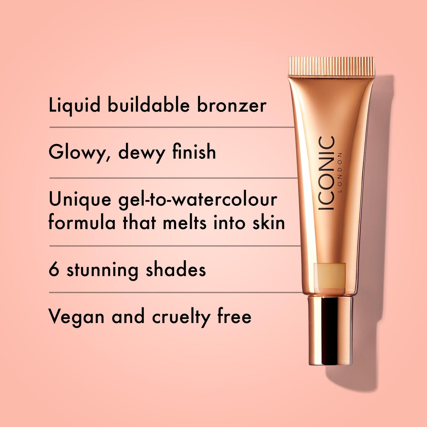 ICONIC LONDON Sheer Bronze | Lightweight Liquid Buildable Bronzer, Cruelty Free, Vegan Makeup, (Beach Vibes) 0.42 Fl oz - dailyvitalstore