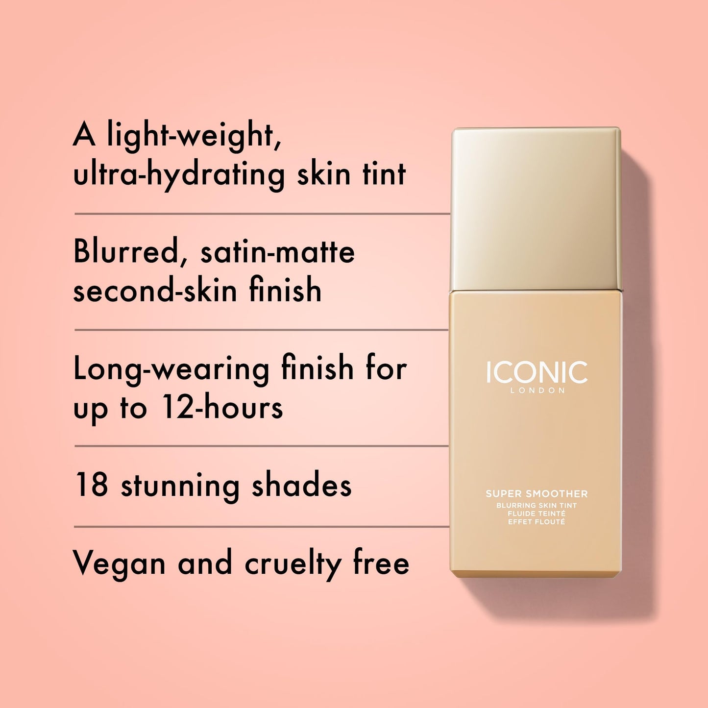 ICONIC LONDON Super Smoother Blurring Skin Tint | Light to Medium Coverage, Hydrating, Ultra-Lightweight Tinted Moisturizer, Cruelty-Free, Vegan Makeup (Neutral Fair) 1.01 Fl oz - dailyvitalstore