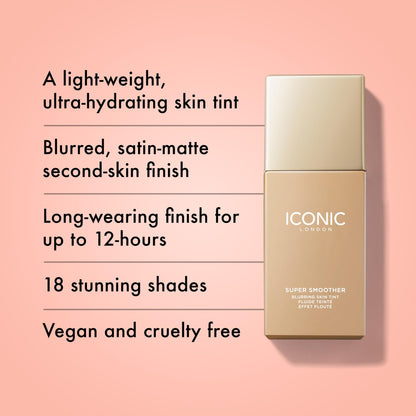 ICONIC LONDON Super Smoother Blurring Skin Tint | Light to Medium Coverage, Hydrating, Ultra-Lightweight Tinted Moisturizer, Cruelty-Free, Vegan Makeup (Neutral Light) 1.01 Fl oz - dailyvitalstore