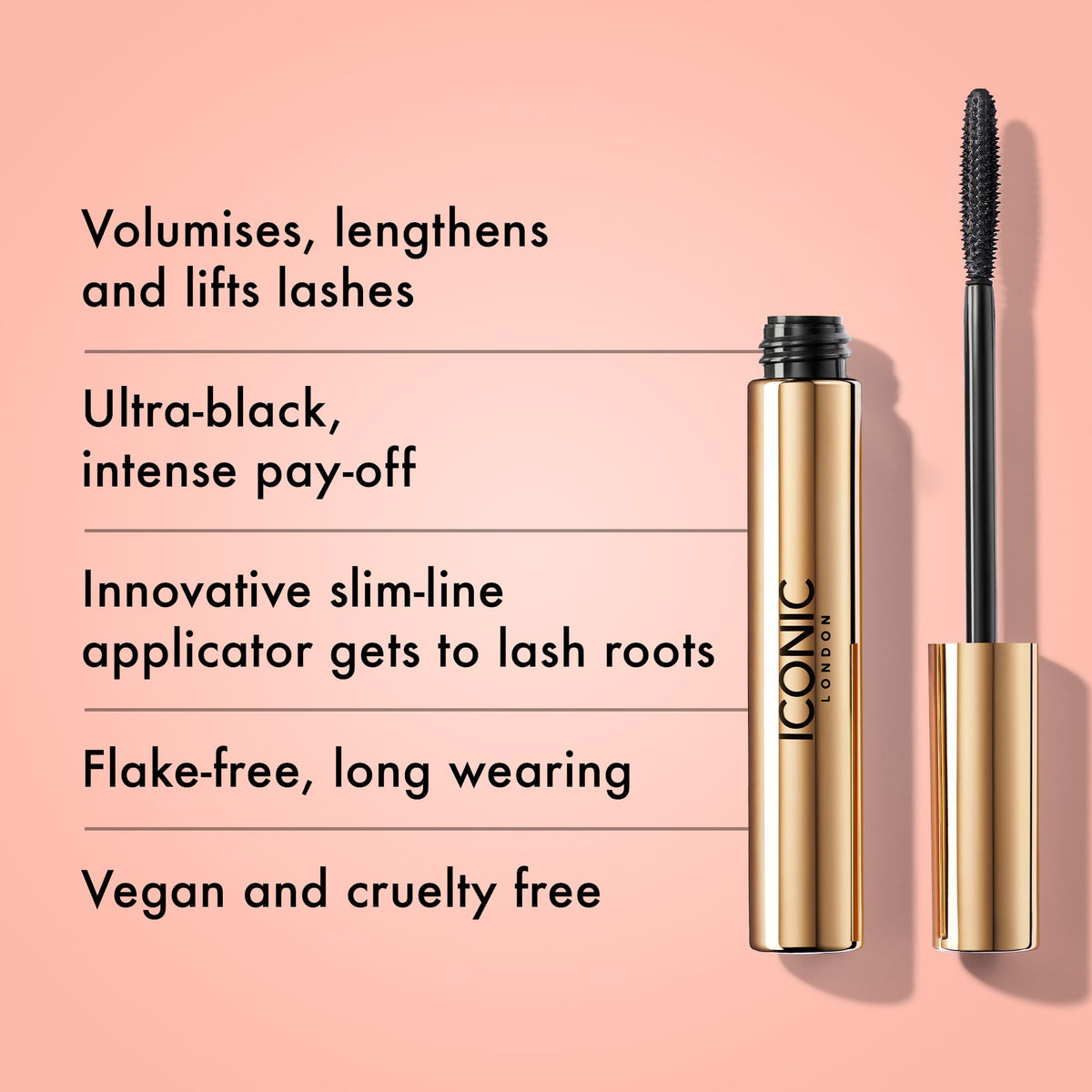 ICONIC LONDON Triple Threat Mascara | Volumizing, Lengthening + Lifting Mascara for Stunning Lashes, Cruelty-Free, Vegan Makeup, 0.30 Fl oz - dailyvitalstore