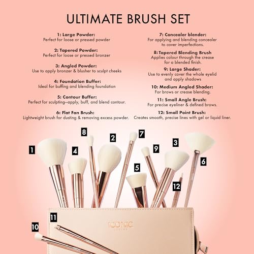 ICONIC LONDON Ultimate Brush Set | 12 Piece Makeup Brush Set - dailyvitalstore