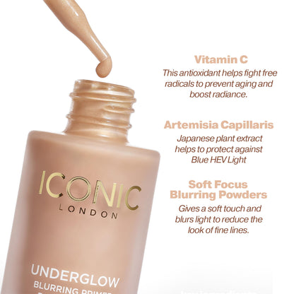 ICONIC LONDON Underglow Blurring Primer | Blurs Imperfections and Gives Skin a Radiant Glow, Cruelty-Free, Vegan Makeup Universal Shade, 0.91 Fl oz - dailyvitalstore