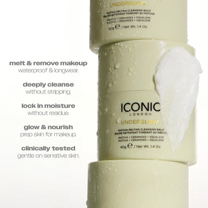 ICONIC LONDON Underglow Matcha Melting Cleansing Balm | Makeup Remover with Squalane & Ceramides for Softer, Plumper Skin | Vegan, 1.41 oz - dailyvitalstore