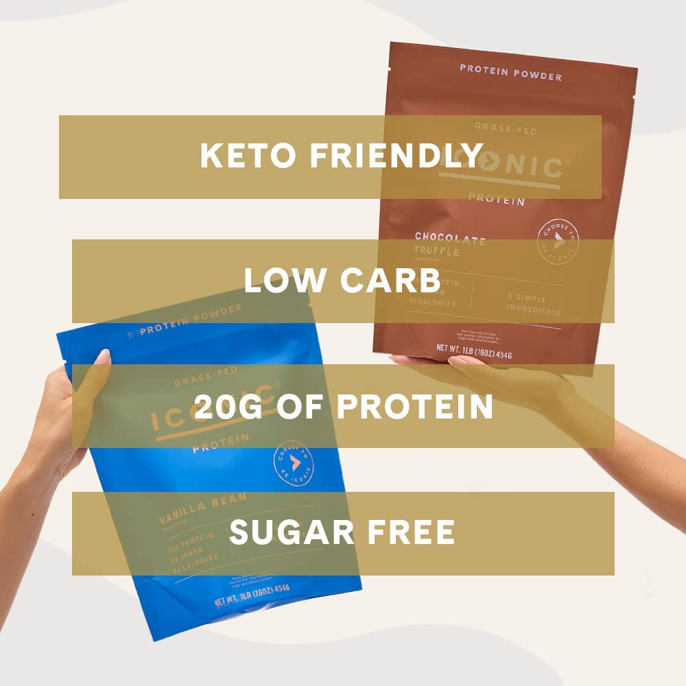 ICONIC Protein Powder, Chocolate Truffle - Sugar Free, Low Carb Protein Powder - Lactose Free, Gluten Free, Non-GMO - 20g Grass Fed Whey & Casein Protein - dailyvitalstore