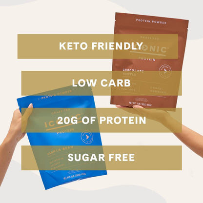 ICONIC Protein Powder, Vanilla Bean - Sugar Free, Low Carb Protein Powder - Lactose Free, Gluten Free, Non-GMO - 20g Grass Fed Whey & Casein Protein - Keto Friendly, 1 lb Pouch (18 Servings) - dailyvitalstore