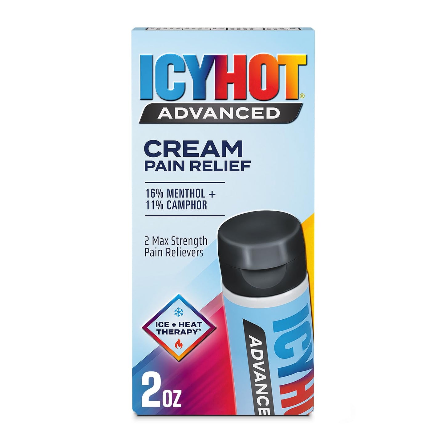 Icy Hot Advanced Pain Relief Cream, Fast-Acting, Max Strength Pain Relief with Menthol 16% and Camphor 11%, Ice and Heat Contrast Therapy for Backaches, Joints, Muscle Strains and Arthritis, 2 oz - dailyvitalstore