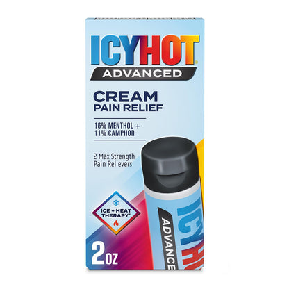 Icy Hot Advanced Pain Relief Cream, Fast-Acting, Max Strength Pain Relief with Menthol 16% and Camphor 11%, Ice and Heat Contrast Therapy for Backaches, Joints, Muscle Strains and Arthritis, 2 oz - dailyvitalstore