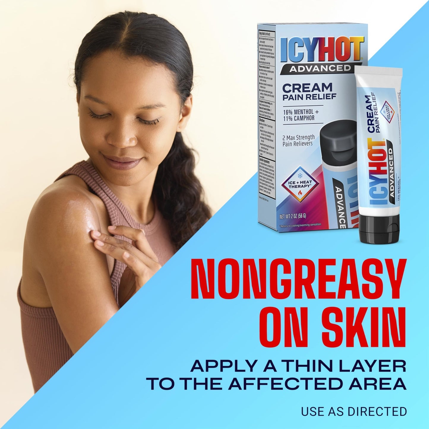 Icy Hot Advanced Pain Relief Cream, Fast-Acting, Max Strength Pain Relief with Menthol 16% and Camphor 11%, Ice and Heat Contrast Therapy for Backaches, Joints, Muscle Strains and Arthritis, 2 oz - dailyvitalstore