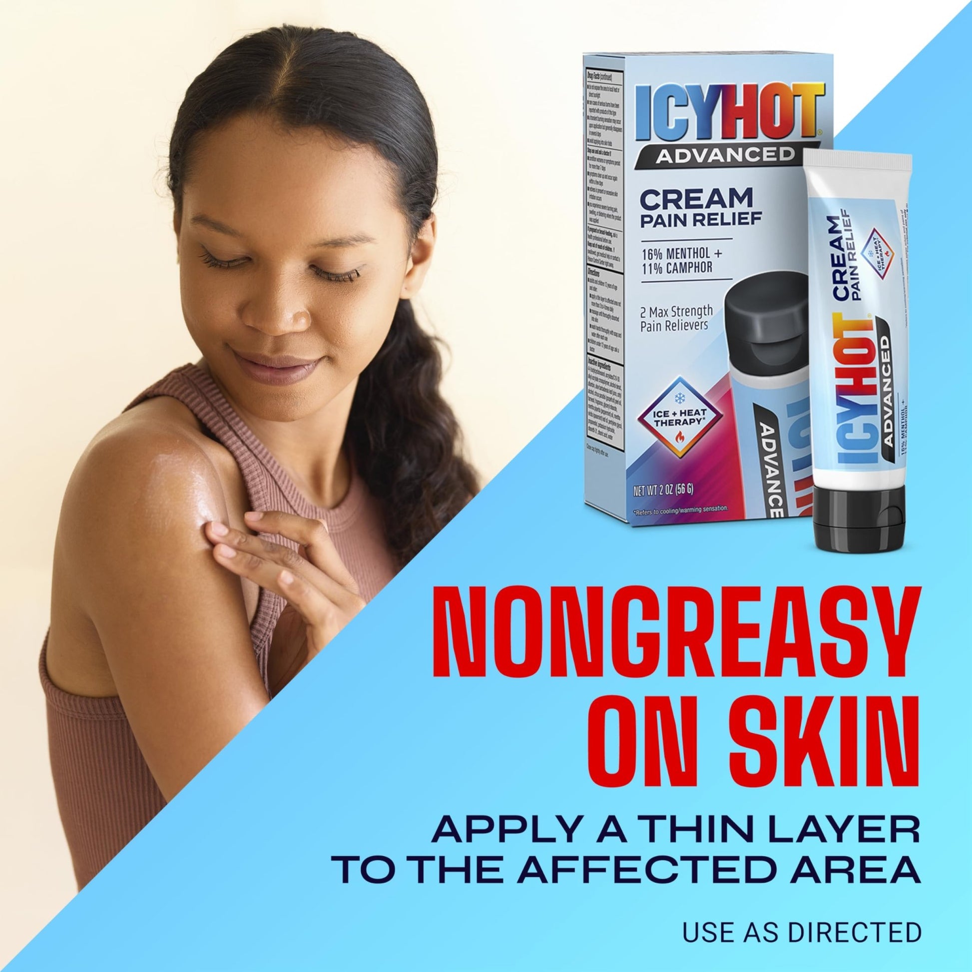 Icy Hot Advanced Pain Relief Cream, Fast-Acting, Max Strength Pain Relief with Menthol 16% and Camphor 11%, Ice and Heat Contrast Therapy for Backaches, Joints, Muscle Strains and Arthritis, 2 oz - dailyvitalstore