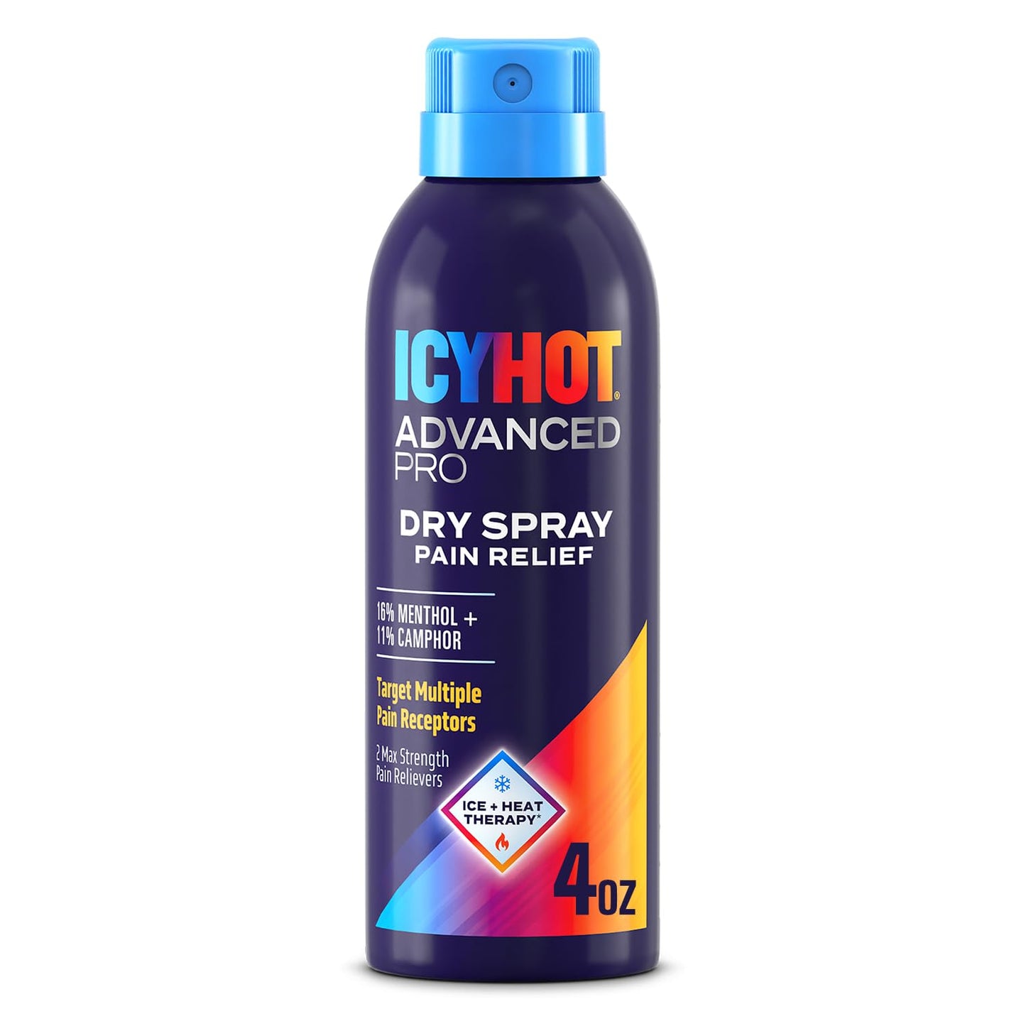 Icy Hot Advanced PRO Pain Relief Dry Spray, Fast-Acting and Quick-Drying Formula, Max Strength Pain Relief with Menthol 16% and Camphor 11% for Backaches, Joints, Muscle Strains and Arthritis, 4 oz - dailyvitalstore