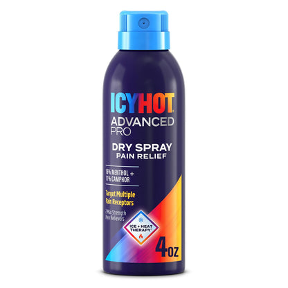 Icy Hot Advanced PRO Pain Relief Dry Spray, Fast-Acting and Quick-Drying Formula, Max Strength Pain Relief with Menthol 16% and Camphor 11% for Backaches, Joints, Muscle Strains and Arthritis, 4 oz - dailyvitalstore
