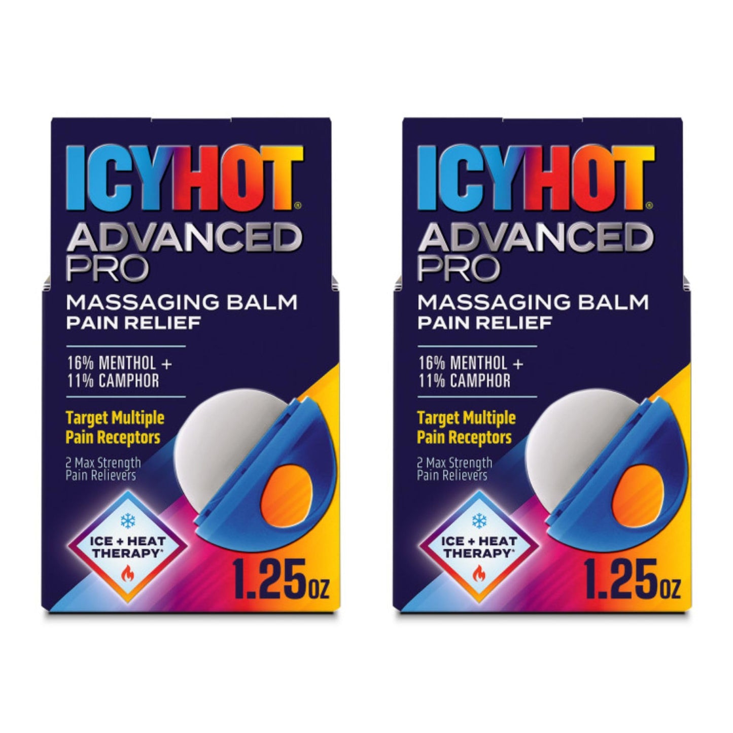 Icy Hot Advanced PRO Pain Relief Massaging Balm, Fast-Acting Max Strength Pain Relief with Menthol 16% and Camphor 11% for Backaches, Joints, Muscle Strains and Arthritis, 1.25 oz, 2 pk - dailyvitalstore
