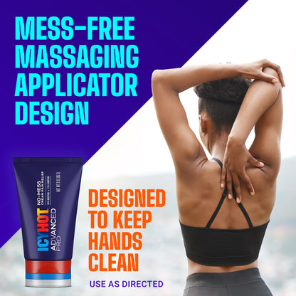 Icy Hot Advanced PRO Pain Relief No-Mess Cream with Massaging Applicator, Max Strength Pain Relief with Menthol 16% and Camphor 11% for Backaches, Joints, Muscle Strains and Arthritis, 3 oz - dailyvitalstore