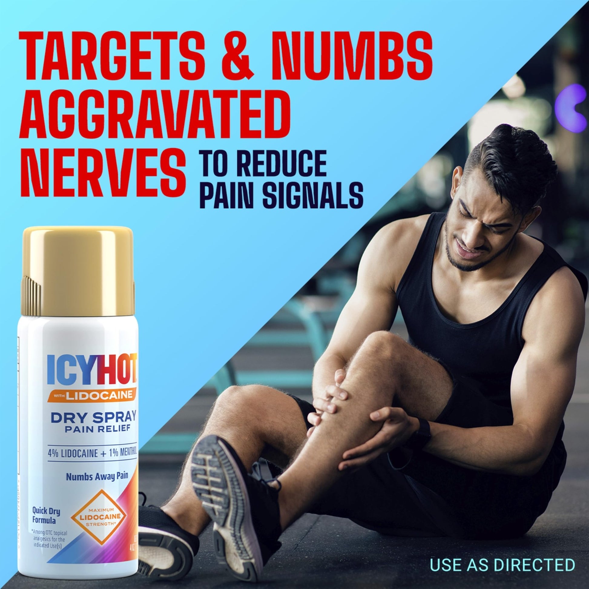 Icy Hot Lidocaine Pain Relief Dry Spray, Numb Aggravated Nerves with Max Strength Lidocaine 4% and Menthol 1%, Fast-Acting Pain Relief for Minor Pain, Backaches, Sprains and Strains, 4 oz - dailyvitalstore