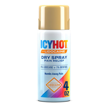 Icy Hot Lidocaine Pain Relief Dry Spray, Numb Aggravated Nerves with Max Strength Lidocaine 4% and Menthol 1%, Fast-Acting Pain Relief for Minor Pain, Backaches, Sprains and Strains, 4 oz - dailyvitalstore