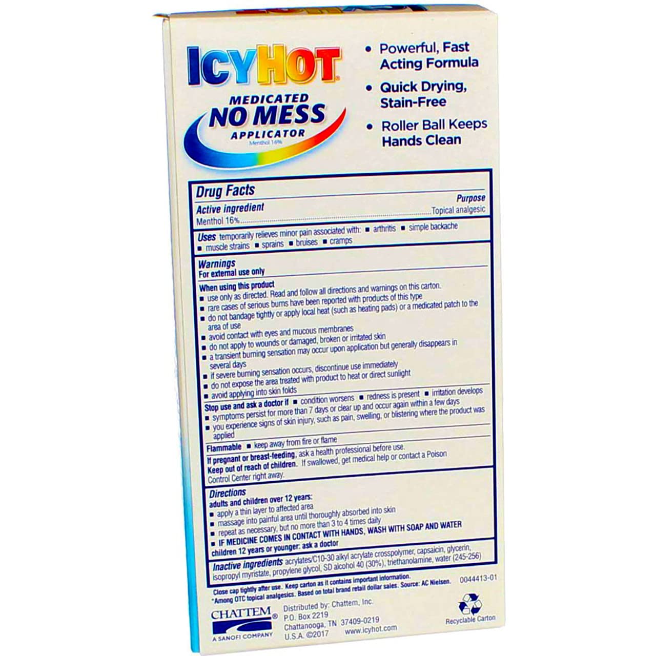 Icy Hot Medicated No Mess Applicator Max-Strength 2.5 Ounce (73ml) (6 Pack) - dailyvitalstore