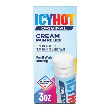 Icy Hot Original Pain Relief Cream, Fast-Acting Pain Relief with Menthol 10% and Methyl Salicylate 30%, Ice and Heat Contrast Therapy for Backaches, Joints, Muscle Strains and Arthritis, 3 oz - dailyvitalstore