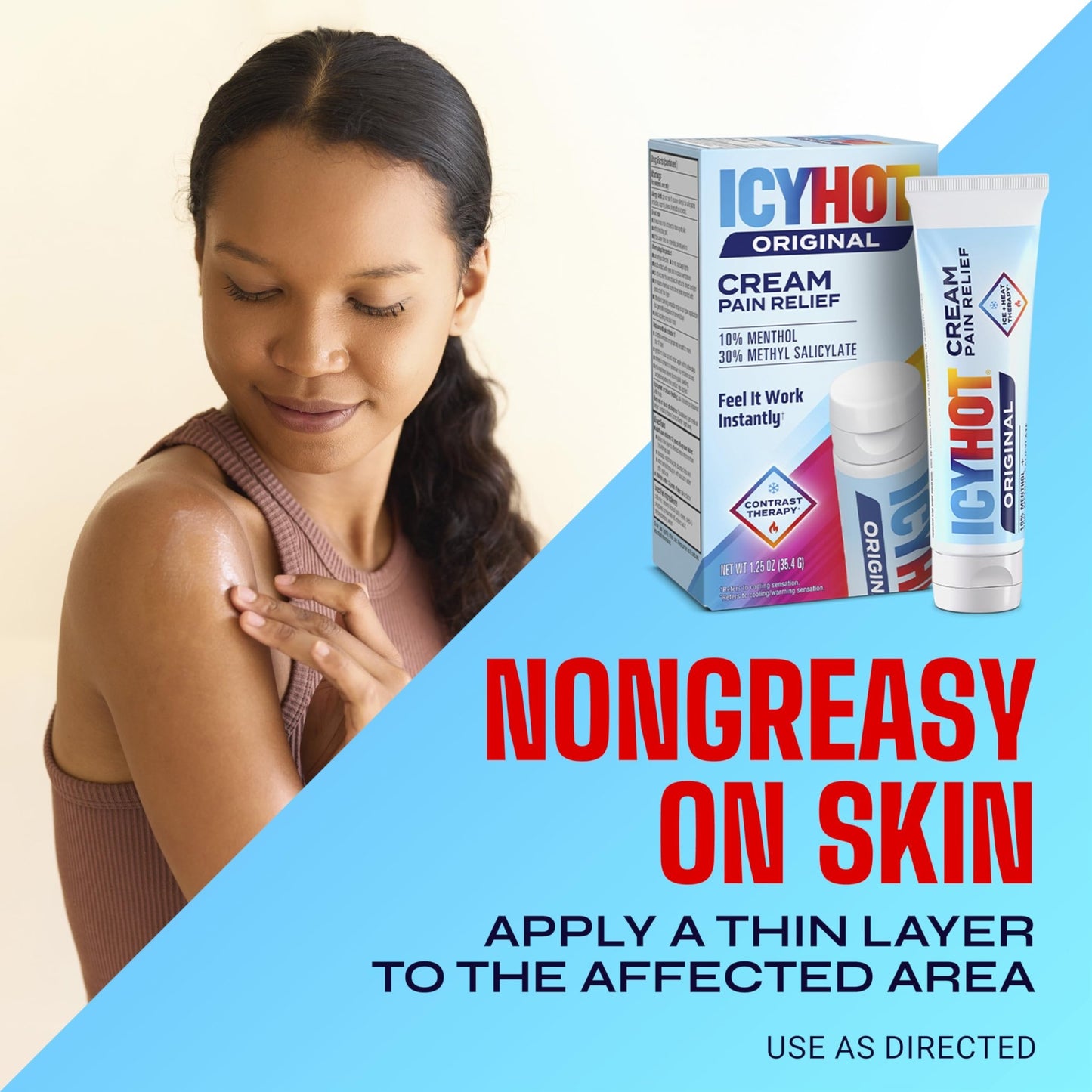 Icy Hot Original Pain Relief Cream, Fast-Acting Pain Relief with Menthol 10% and Methyl Salicylate 30%, Ice and Heat Contrast Therapy for Backaches, Joints, Muscle Strains and Arthritis, 1.25 oz - dailyvitalstore