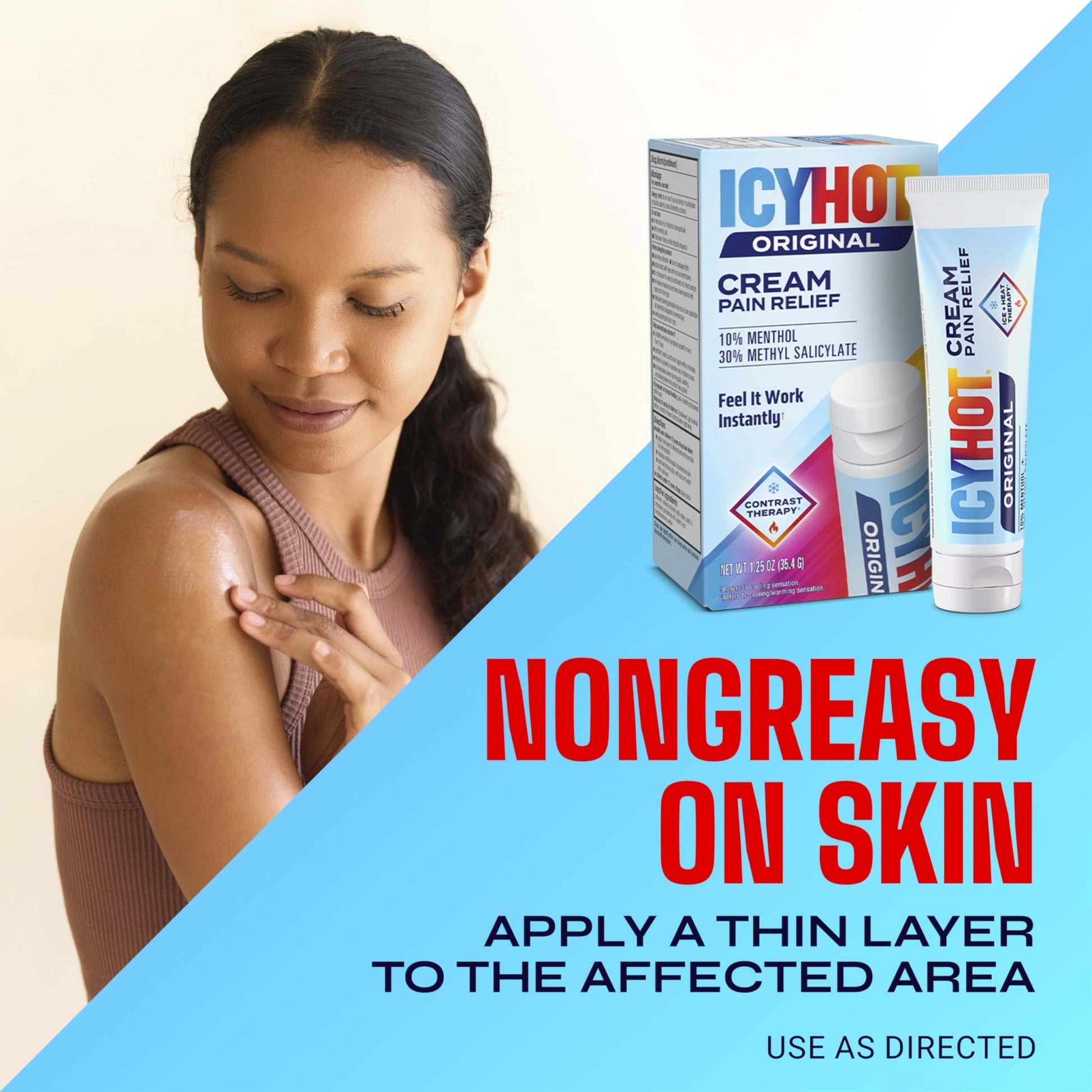 Icy Hot Original Pain Relief Cream, Fast-Acting Pain Relief with Menthol 10% and Methyl Salicylate 30%, Ice and Heat Contrast Therapy for Backaches, Joints, Muscle Strains and Arthritis, 1.25 oz - dailyvitalstore