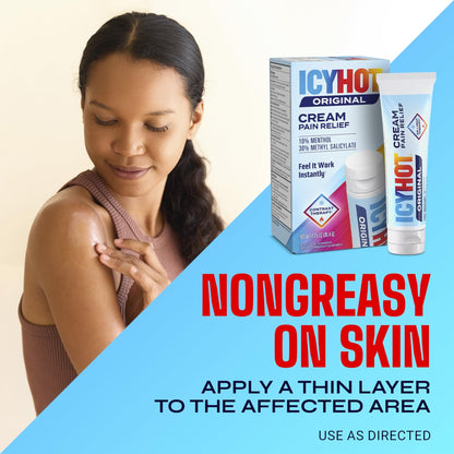 Icy Hot Original Pain Relief Cream, Fast-Acting Pain Relief with Menthol 10% and Methyl Salicylate 30%, Ice and Heat Contrast Therapy for Backaches, Joints, Muscle Strains and Arthritis, 1.25 oz - dailyvitalstore