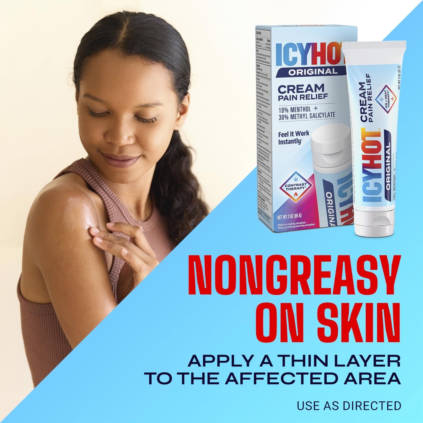 Icy Hot Original Pain Relief Cream, Fast-Acting Pain Relief with Menthol 10% and Methyl Salicylate 30%, Ice and Heat Contrast Therapy for Backaches, Joints, Muscle Strains and Arthritis, 3 oz - dailyvitalstore